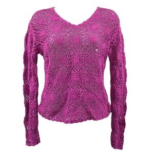 Vintage crocheted long sleeve top y2k